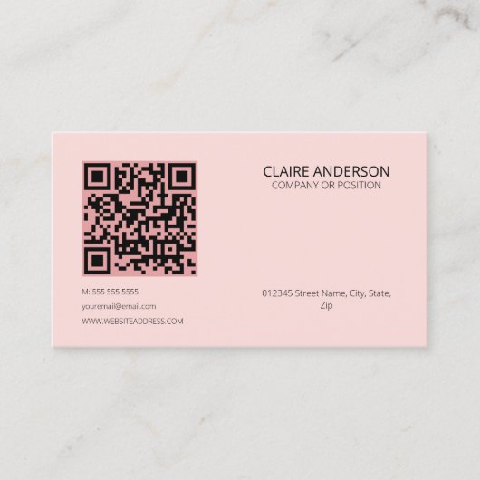 Carte De Visite Code QR personnalisé Logo personnalisé rose modern (Devant)
