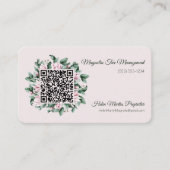 Carte De Visite Code QR personnalisé Magnolia cadre de fleurs (Devant)