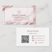 Carte De Visite Code QR personnalisé moderne Graphic Designer Rose (Devant / Derrière)