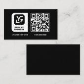Carte De Visite Code Qr personnalisé moderne noir (Devant / Derrière)