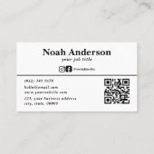 Carte De Visite Code QR personnalisé moderne professionnel (Dos)