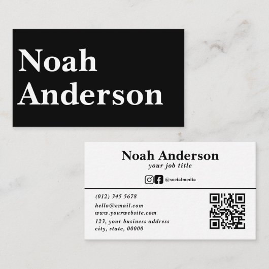 Carte De Visite Code QR personnalisé moderne professionnel (Devant / Derrière)