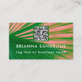 Carte De Visite Code QR personnalisé moderne unique rose et vert p (Devant)