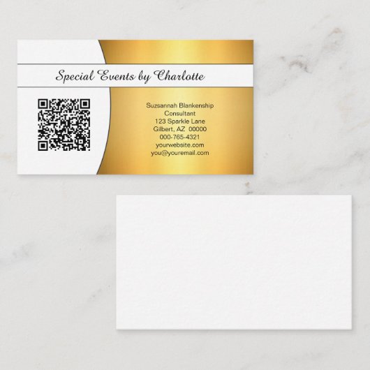 Carte De Visite Code QR personnalisé or Flaired Professionnel (Devant / Derrière)