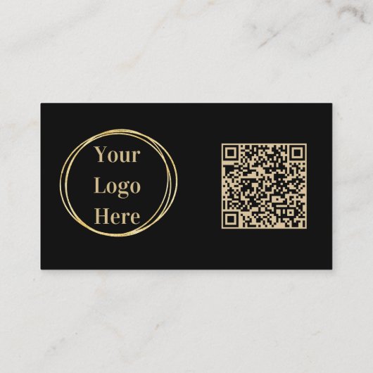 Carte De Visite Code QR personnalisé Or noir moderne (Dos)