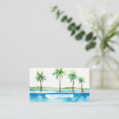 Carte De Visite Code QR personnalisé palmiers à scanner Océan trop (Debout devant)