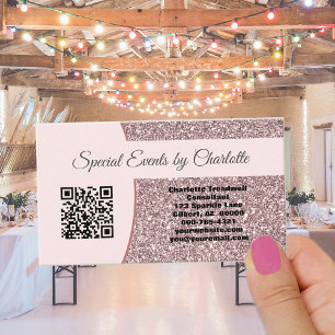 Carte De Visite Code QR personnalisé pour Parties scintillant rose