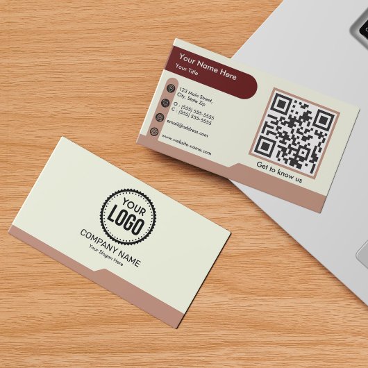 Carte De Visite Code QR personnalisé Professionnel Logo Entreprise
