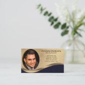 Carte De Visite Code QR personnalisé professionnel noir et beige a (Debout devant)