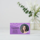 Carte De Visite Code QR personnalisé professionnel violet photo su (Debout devant)