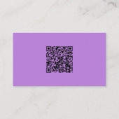 Carte De Visite Code QR personnalisé professionnel violet photo su (Dos)