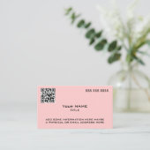 Carte De Visite Code QR personnalisé Rose moderne (Debout devant)