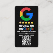 Carte De Visite Code Qr personnalisé simple Google Review Black (Devant)