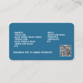 Carte De Visite Code QR personnalisé Tamales