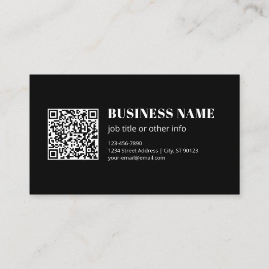 Carte De Visite Code QR personnalisé & Texte rétro-moderne modifia (Devant)
