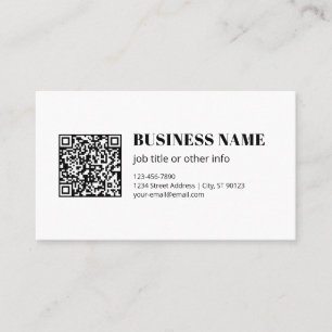 Carte De Visite Code QR personnalisé & Texte rétro-moderne modifia
