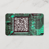 Carte De Visite Code QR personnalisé turquoise Modern Printed Circ (Dos)