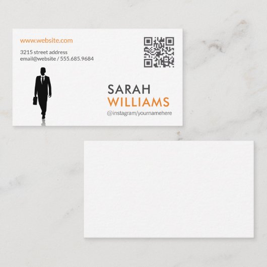 Carte De Visite Code QR | Personne d'affaires (Devant / Derrière)
