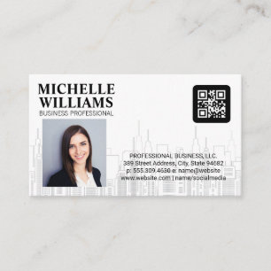 Carte De Visite Code QR Personne d'affaires Ville Skyline