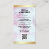 Carte De Visite Code QR Photo Actrice Modèle Or Marbre Rose (Dos)
