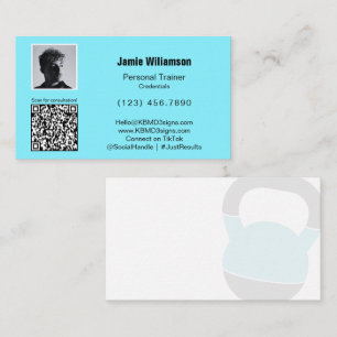 Carte De Visite Code QR photo audacieux Message personnel Bleu éle