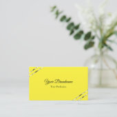 Carte De Visite Code QR photo avec lignes argentées jaune et crème (Debout devant)