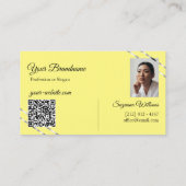 Carte De Visite Code QR photo avec lignes argentées jaune et crème (Dos)