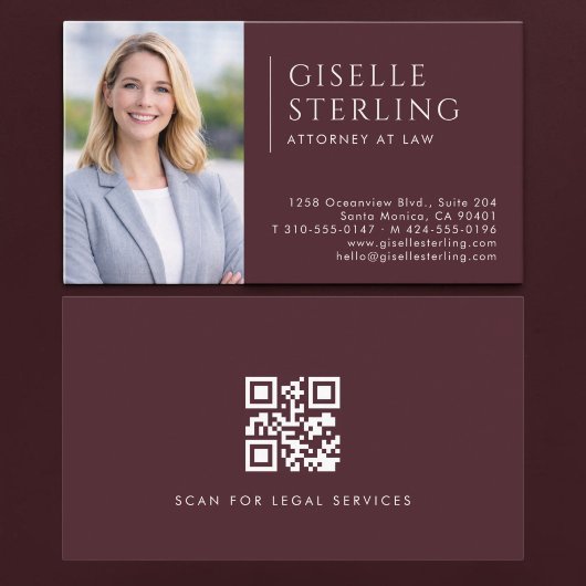 Carte De Visite Code QR photo avocat bordeaux
