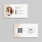 Carte De Visite Code QR Photo Beige Se Connecter Avec Moi Minimali