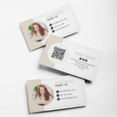 Carte De Visite Code QR Photo Beige Se Connecter Avec Moi Minimali
