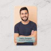 Carte De Visite Code QR photo bleu clair Connectez-vous avec moi (Devant)
