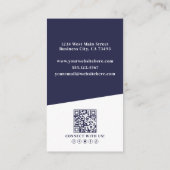 Carte De Visite Code QR Photo Bleu Marine Vertical (Dos)