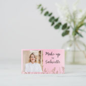 Carte De Visite Code QR photo boho rose pâle botanique moderne   (Debout devant)