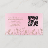 Carte De Visite Code QR photo boho rose pâle botanique moderne   (Dos)