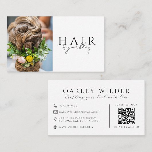 Carte De Visite Code QR Photo Coiffeur (Devant / Derrière)