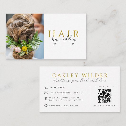 Carte De Visite Code QR Photo Coiffeur (Devant / Derrière)