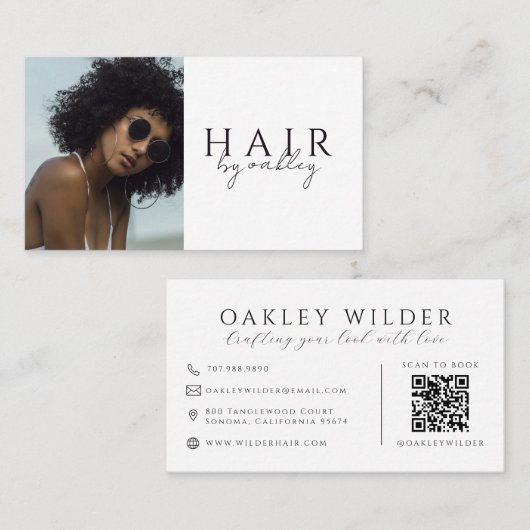Carte De Visite Code QR Photo Coiffeur (Devant / Derrière)