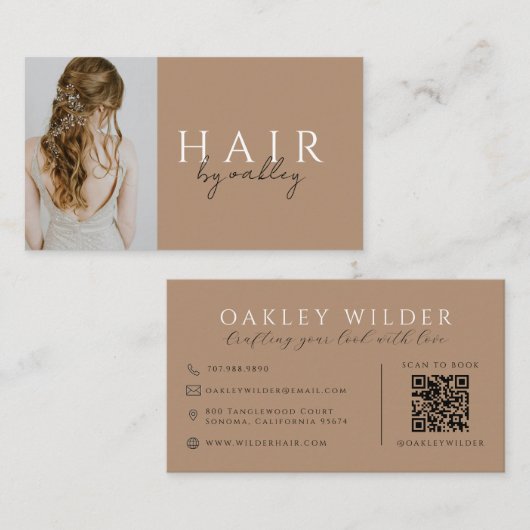 Carte De Visite Code QR Photo Coiffeur (Devant / Derrière)