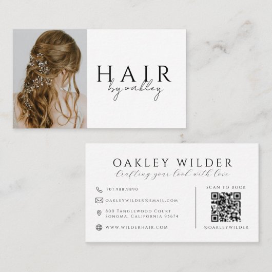 Carte De Visite Code QR Photo Coiffeur (Devant / Derrière)