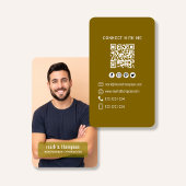 Carte De Visite Code QR Photo Connectez-vous avec moi Moutarde Mod