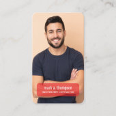 Carte De Visite Code QR Photo Connectez-vous avec moi Rouge Modern (Devant)