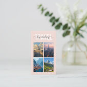 Carte De Visite Code QR photo d'agent de voyages consultant rose b (Debout devant)
