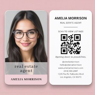 Carte De Visite Code QR photo d'agent immobilier féminin 