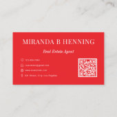 Carte De Visite Code QR photo d'agent immobilier professionnel rou (Dos)