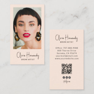Carte De Visite Code QR photo d'artiste de sourcils moderne