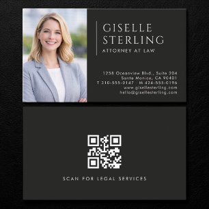 Carte De Visite Code QR photo d'avocat noir