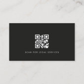Carte De Visite Code QR photo d'avocat noir (Dos)