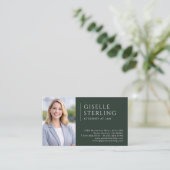 Carte De Visite Code QR photo d'avocat vert (Debout devant)