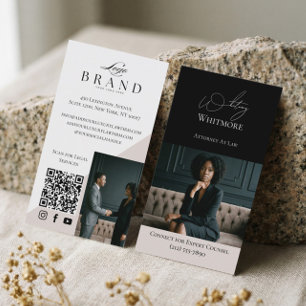 Carte De Visite Code QR photo de cabinet d'avocats élégant de luxe