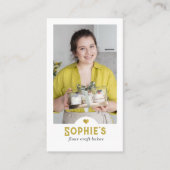Carte De Visite Code QR photo de chef pâtissier Baker or (Devant)